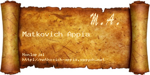 Matkovich Appia névjegykártya